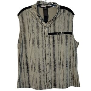Jamie‎ Sadock Sleeveless Golf Shirt  Mock Neck Snap Down Sportswear Polo Gray XL